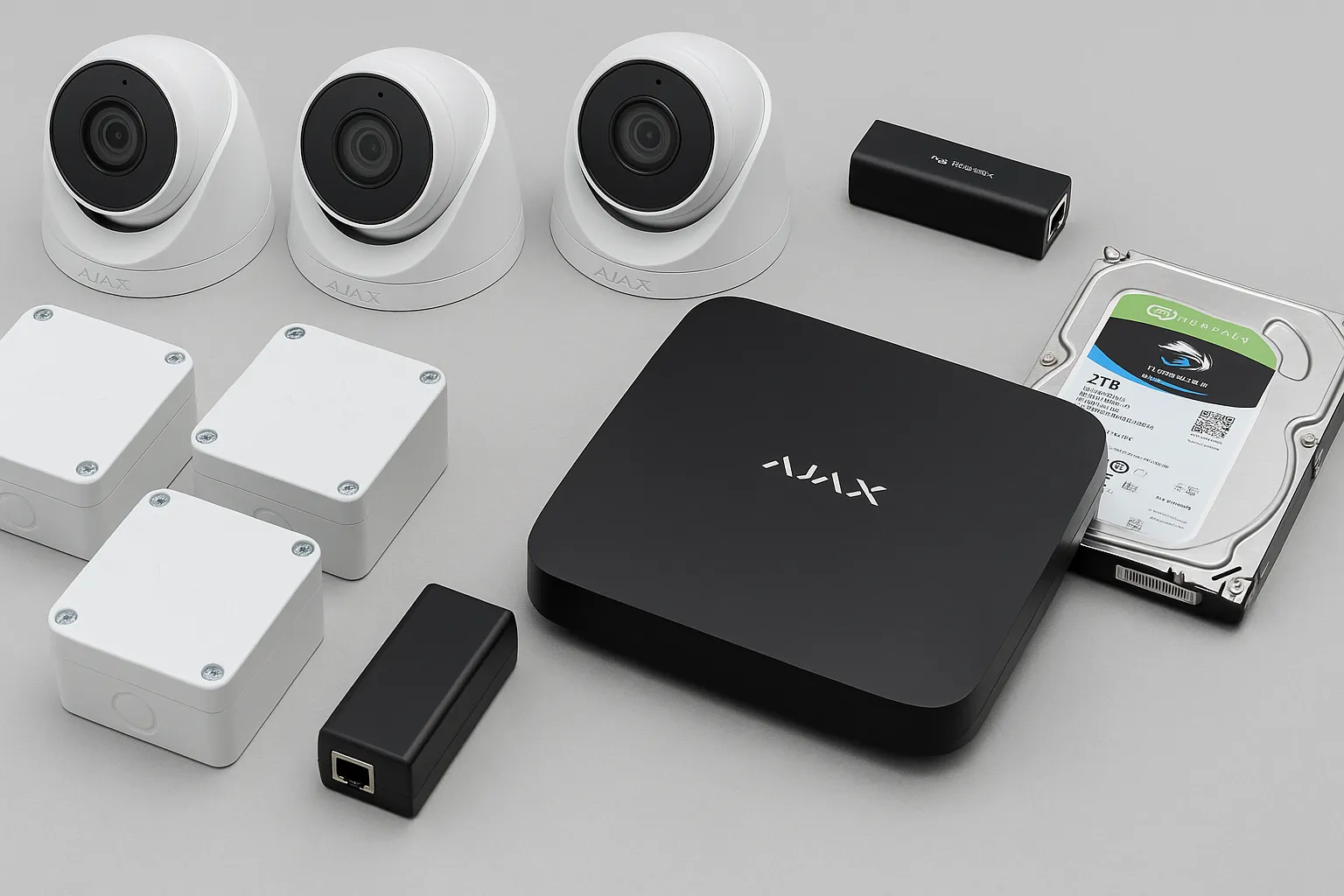 Комплект відеоспостереження Ajax з 3 камерами TurretCam та NVR 8-канальним